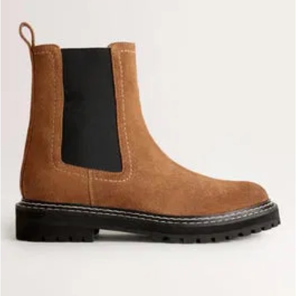 Boden Chunky Chealsea Boots Suede Leather Tan Brown 39 US 9